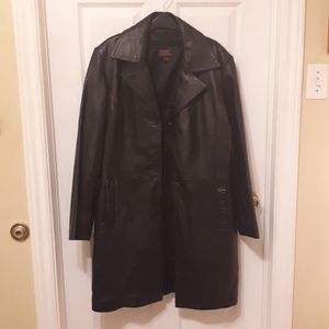 Danier black leather coat EUC
